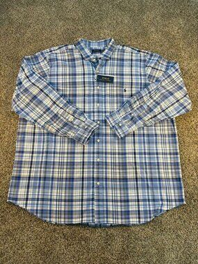 Polo Ralph Lauren 3XLT Blue Plaid Button Down Shirt NWT Big Tall